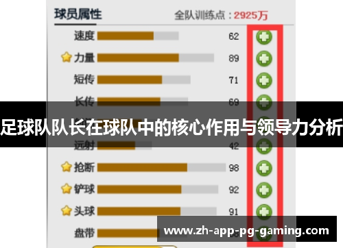 足球队队长在球队中的核心作用与领导力分析